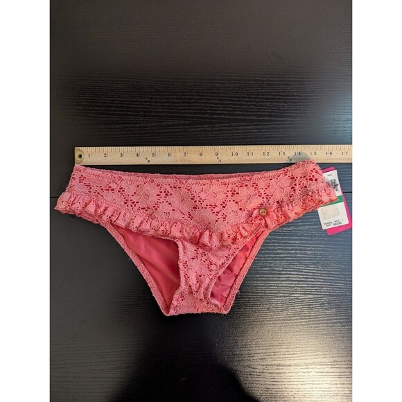 NWT Vintage Betsey Johnson Pink Y2K Ruffled Lace Swimsuit‎ Bottom Women's Large - Picture 7 of 7